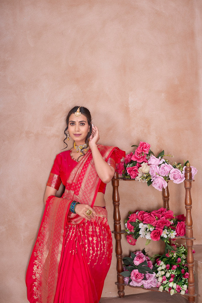 Traditional Wear Designer Soft Silk Banarasi Sari With Blouse