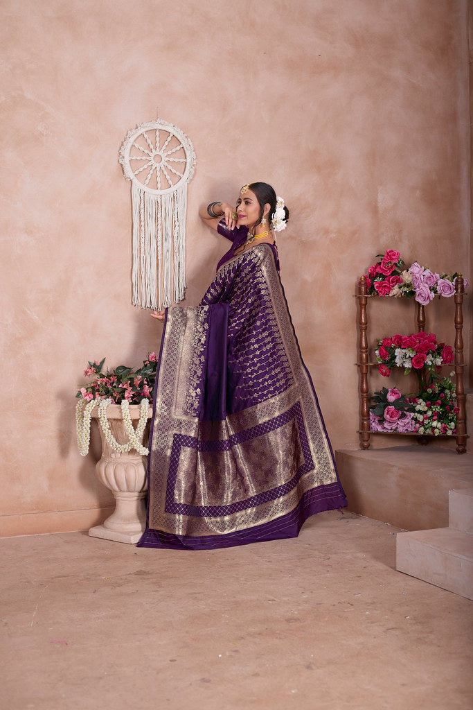 Traditional Wear Designer Soft Silk Banarasi Sari With Blouse