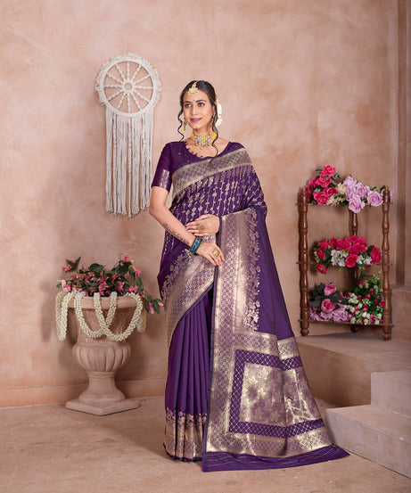 Traditional Wear Designer Soft Silk Banarasi Sari With Blouse
