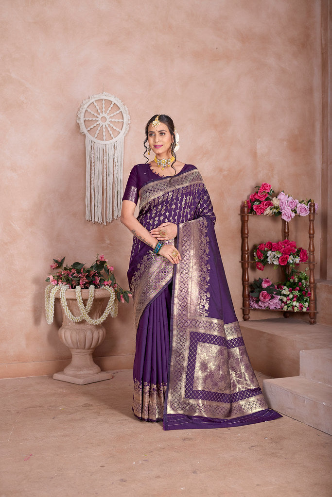 Traditional Wear Designer Soft Silk Banarasi Sari With Blouse