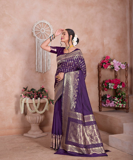 Traditional Wear Designer Soft Silk Banarasi Sari With Blouse