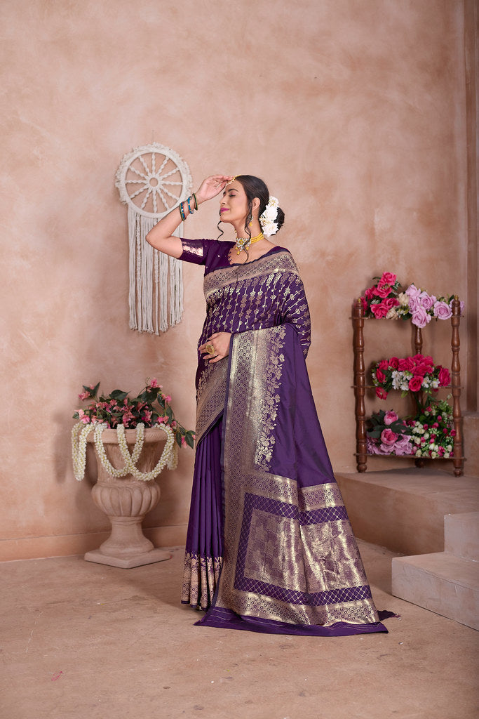 Traditional Wear Designer Soft Silk Banarasi Sari With Blouse