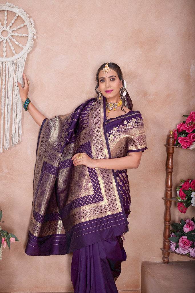 Traditional Wear Designer Soft Silk Banarasi Sari With Blouse