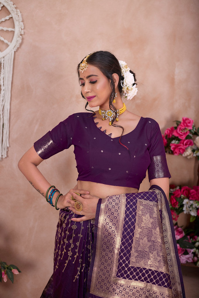 Traditional Wear Designer Soft Silk Banarasi Sari With Blouse