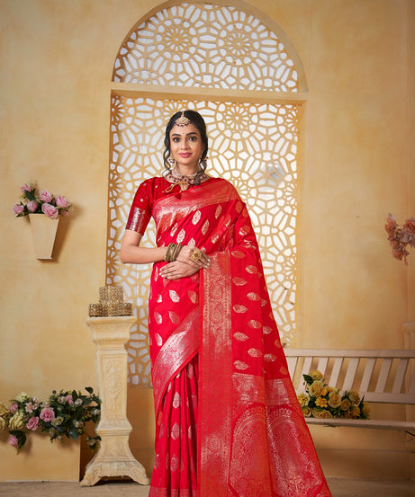 Soft Silk Saree Weaving Banarasi Jari Work Sari With Blouse