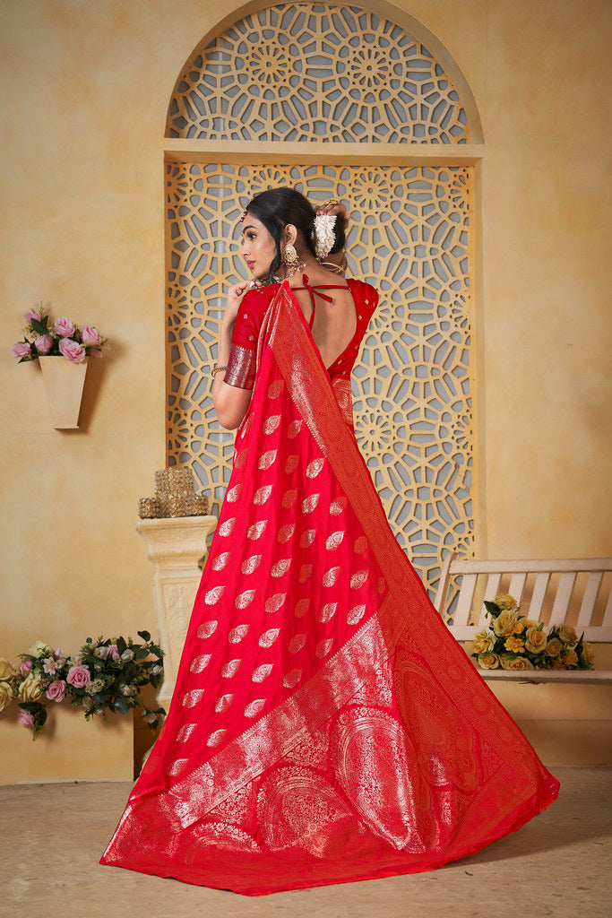 Soft Silk Saree Weaving Banarasi Jari Work Sari With Blouse