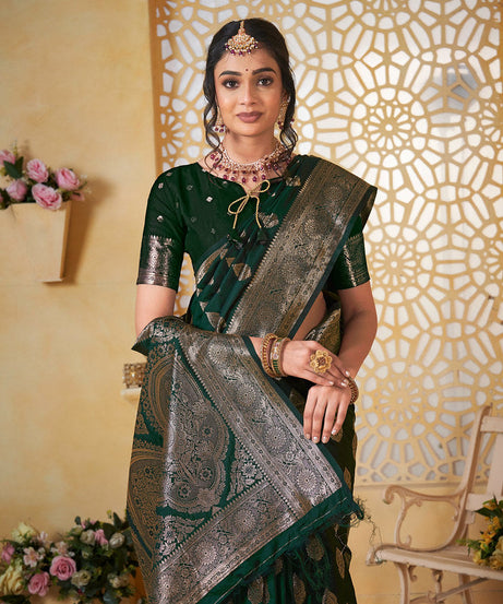 Soft Silk Saree Weaving Banarasi Jari Work Sari With Blouse