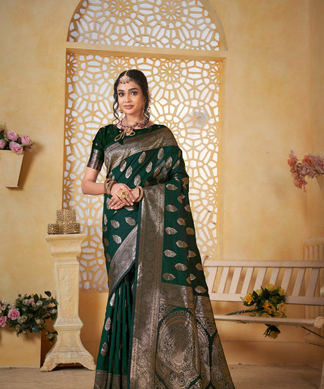 Soft Silk Saree Weaving Banarasi Jari Work Sari With Blouse