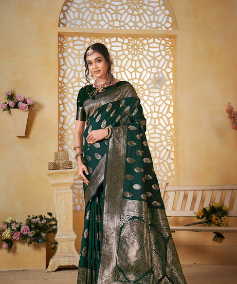 Soft Silk Saree Weaving Banarasi Jari Work Sari With Blouse