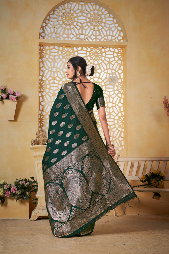 Soft Silk Saree Weaving Banarasi Jari Work Sari With Blouse