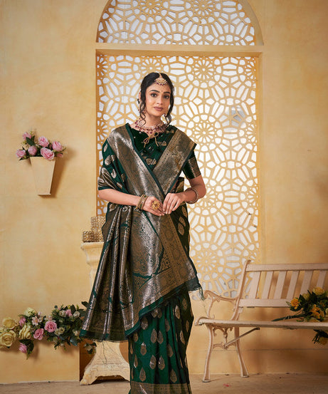 Soft Silk Saree Weaving Banarasi Jari Work Sari With Blouse