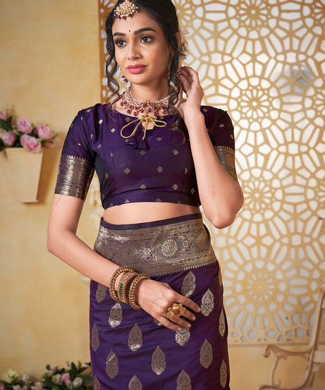 Soft Silk Saree Weaving Banarasi Jari Work Sari With Blouse