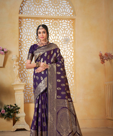 Soft Silk Saree Weaving Banarasi Jari Work Sari With Blouse