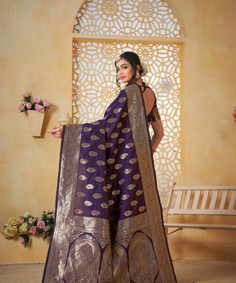 Soft Silk Saree Weaving Banarasi Jari Work Sari With Blouse