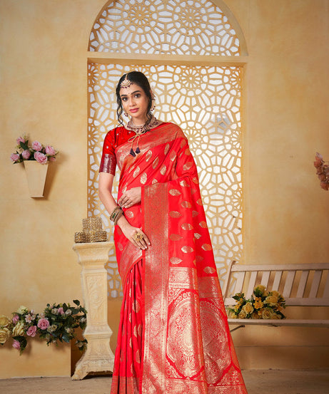 Soft Silk Saree Weaving Banarasi Jari Work Sari With Blouse