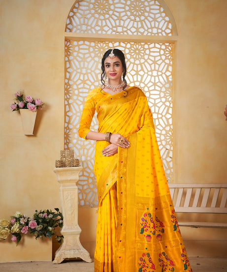 Soft Silk Saree Weaving Banarasi Jari Work Sari With Blouse