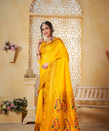 Soft Silk Saree Weaving Banarasi Jari Work Sari With Blouse