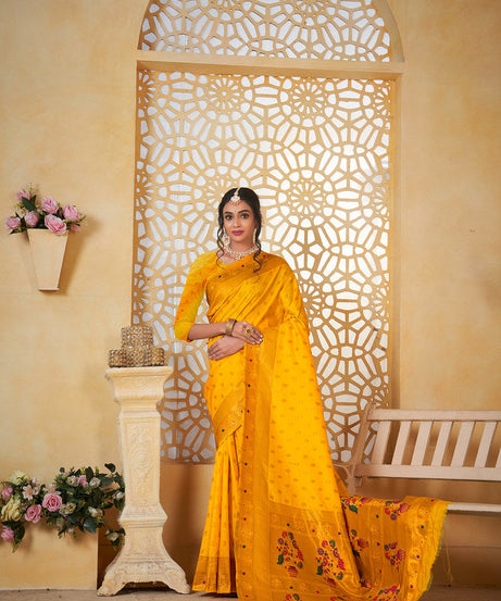 Soft Silk Saree Weaving Banarasi Jari Work Sari With Blouse