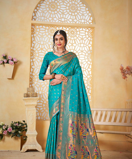 Soft Silk Saree Weaving Banarasi Jari Work Sari With Blouse