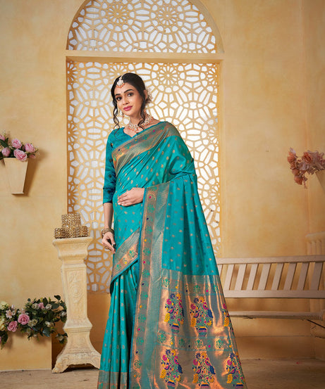 Soft Silk Saree Weaving Banarasi Jari Work Sari With Blouse