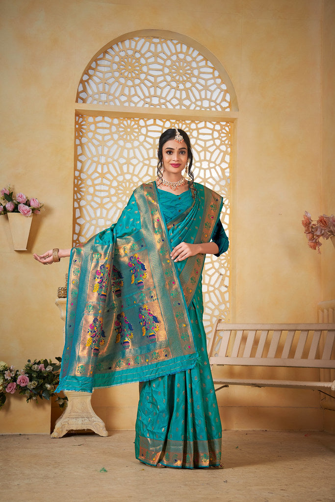 Soft Silk Saree Weaving Banarasi Jari Work Sari With Blouse