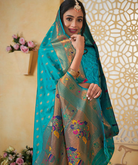 Soft Silk Saree Weaving Banarasi Jari Work Sari With Blouse