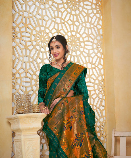 Soft Silk Saree Weaving Banarasi Jari Work Sari With Blouse