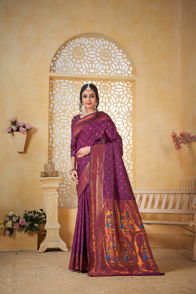 Soft Silk Saree Weaving Banarasi Jari Work Sari With Blouse