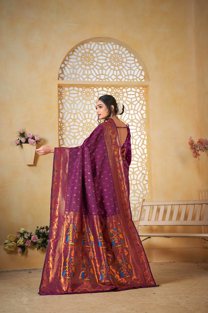 Soft Silk Saree Weaving Banarasi Jari Work Sari With Blouse