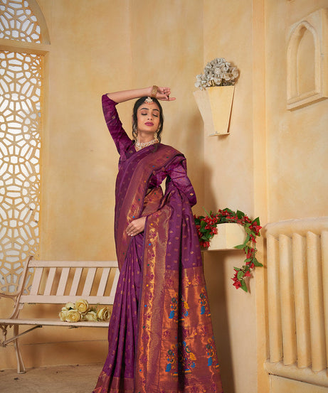 Soft Silk Saree Weaving Banarasi Jari Work Sari With Blouse