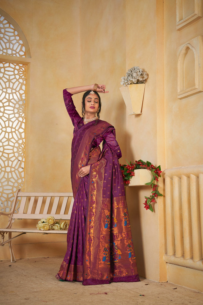 Soft Silk Saree Weaving Banarasi Jari Work Sari With Blouse