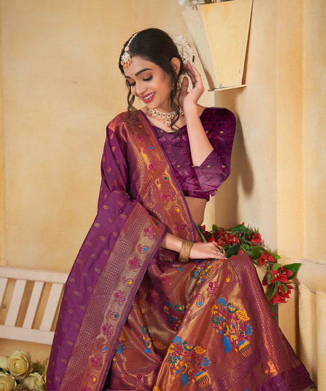 Soft Silk Saree Weaving Banarasi Jari Work Sari With Blouse