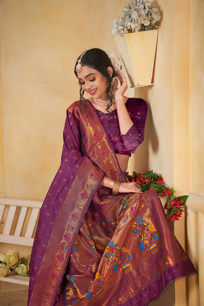 Soft Silk Saree Weaving Banarasi Jari Work Sari With Blouse