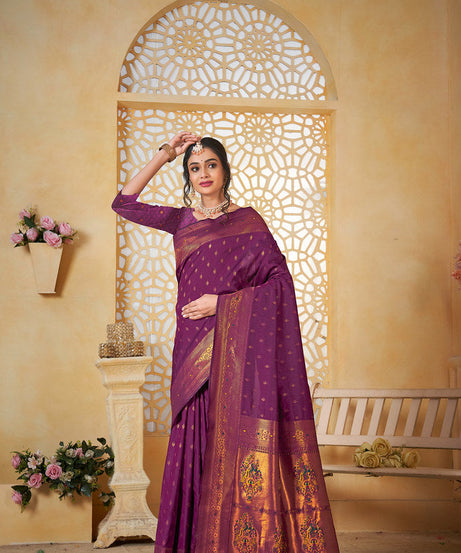 Soft Silk Saree Weaving Banarasi Jari Work Sari With Blouse