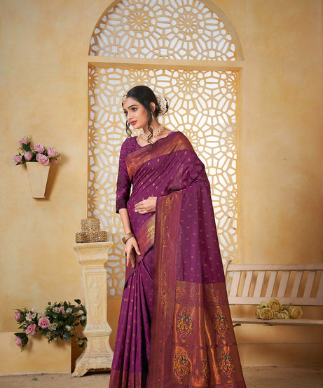 Soft Silk Saree Weaving Banarasi Jari Work Sari With Blouse