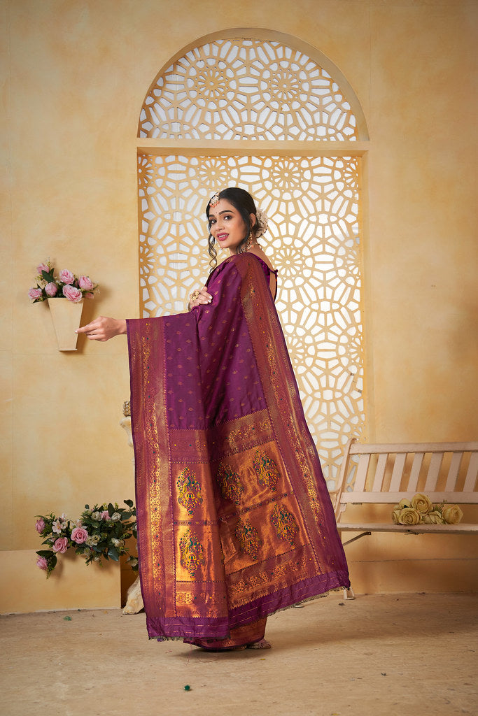 Soft Silk Saree Weaving Banarasi Jari Work Sari With Blouse