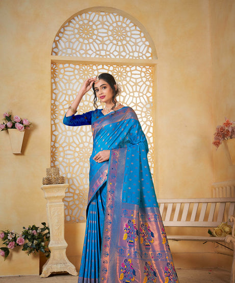 Soft Silk Saree Weaving Banarasi Jari Work Sari With Blouse