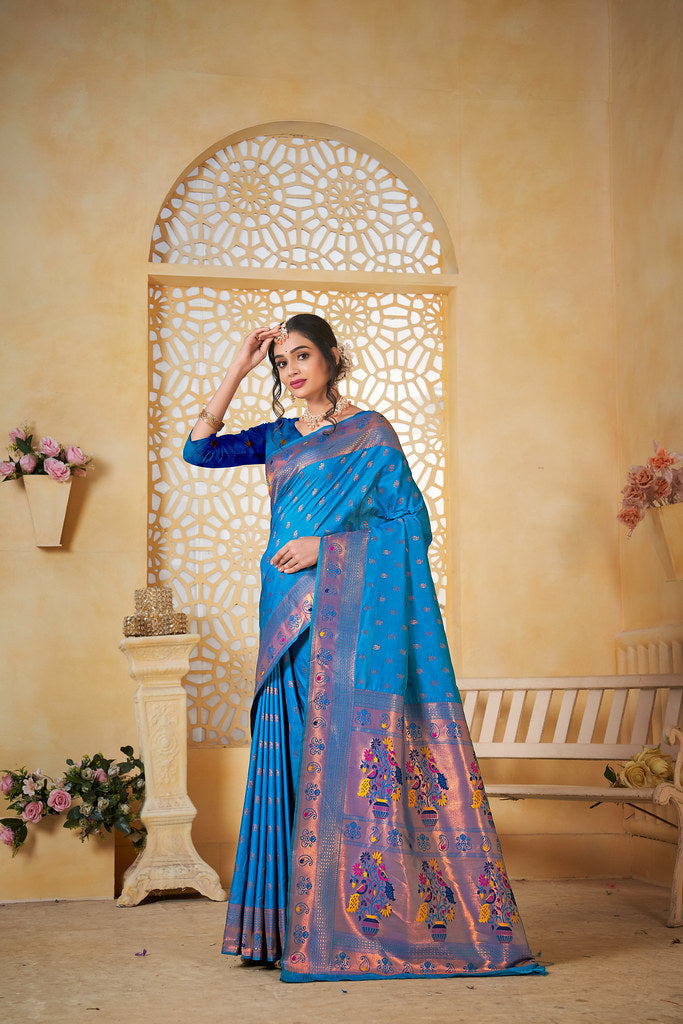 Soft Silk Saree Weaving Banarasi Jari Work Sari With Blouse