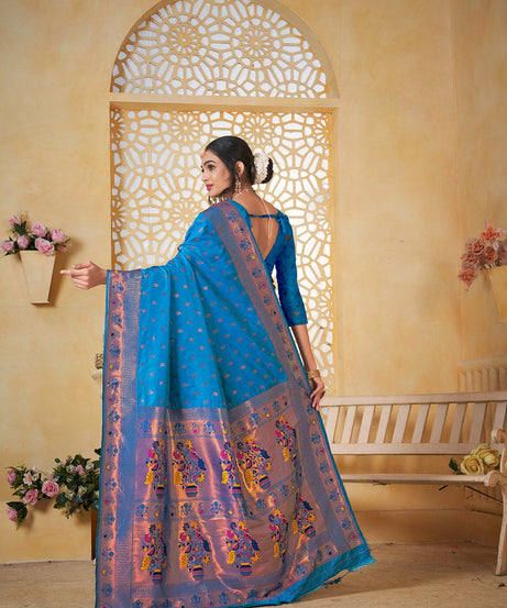 Soft Silk Saree Weaving Banarasi Jari Work Sari With Blouse