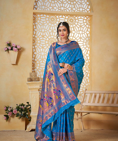 Soft Silk Saree Weaving Banarasi Jari Work Sari With Blouse