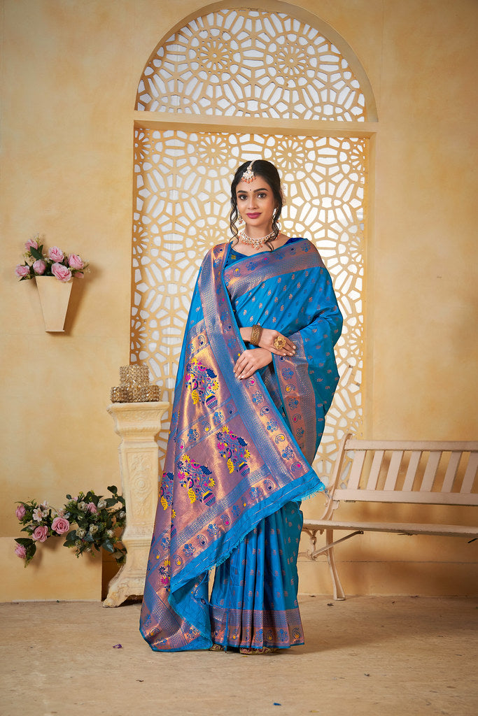 Soft Silk Saree Weaving Banarasi Jari Work Sari With Blouse