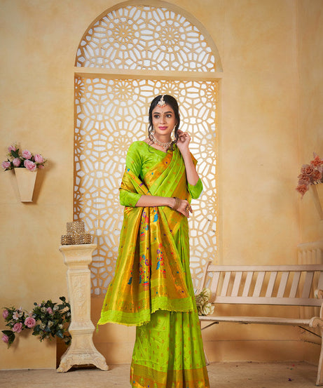 Soft Silk Saree Weaving Banarasi Jari Work Sari With Blouse