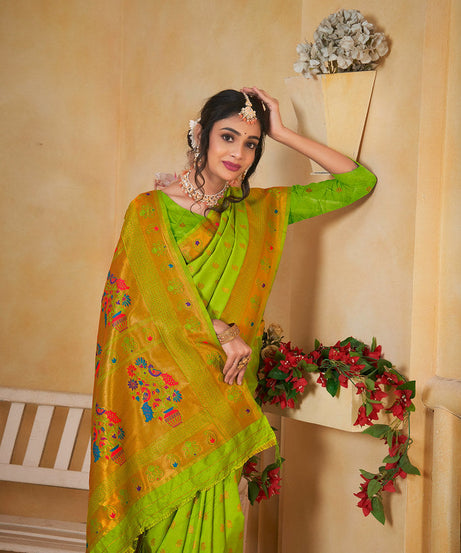 Soft Silk Saree Weaving Banarasi Jari Work Sari With Blouse