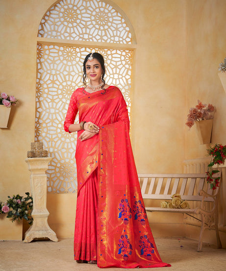 Soft Silk Saree Weaving Banarasi Jari Work Sari With Blouse