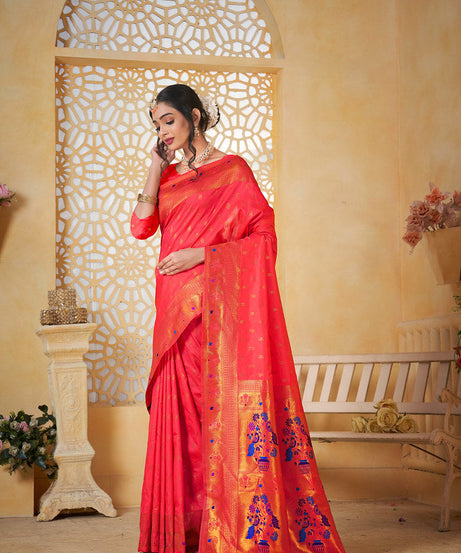 Soft Silk Saree Weaving Banarasi Jari Work Sari With Blouse