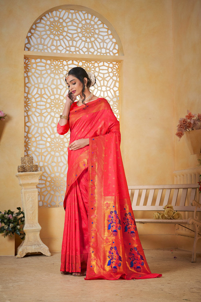 Soft Silk Saree Weaving Banarasi Jari Work Sari With Blouse