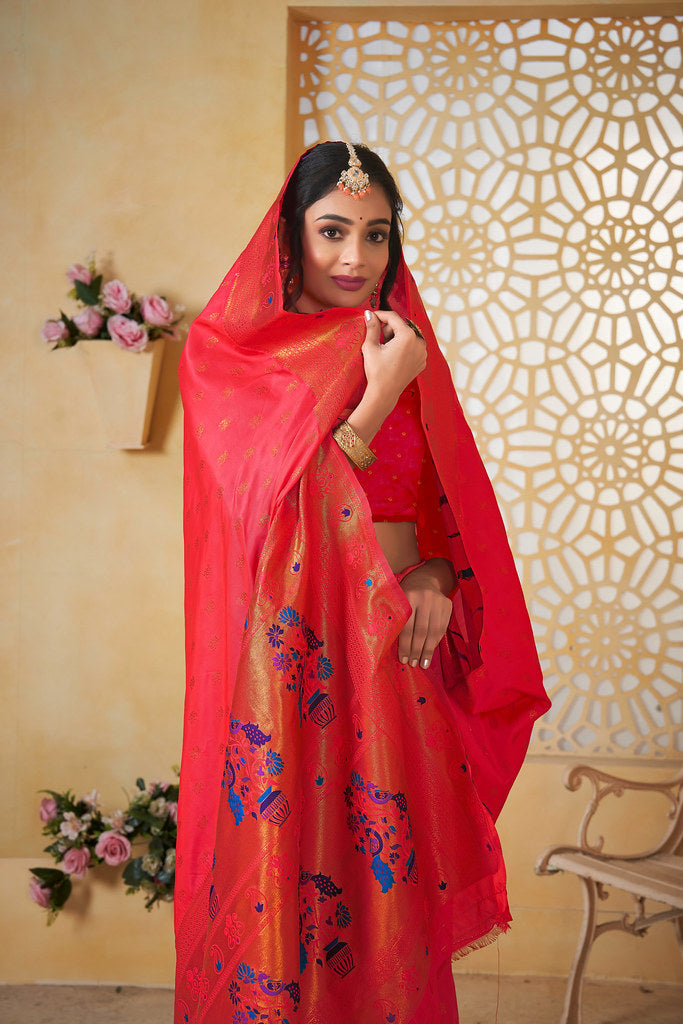 Soft Silk Saree Weaving Banarasi Jari Work Sari With Blouse