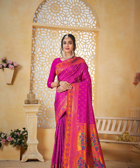 Soft Silk Saree Weaving Banarasi Jari Work Sari With Blouse