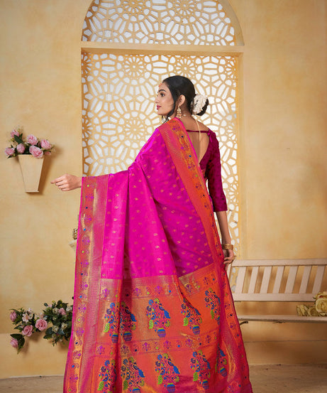 Soft Silk Saree Weaving Banarasi Jari Work Sari With Blouse