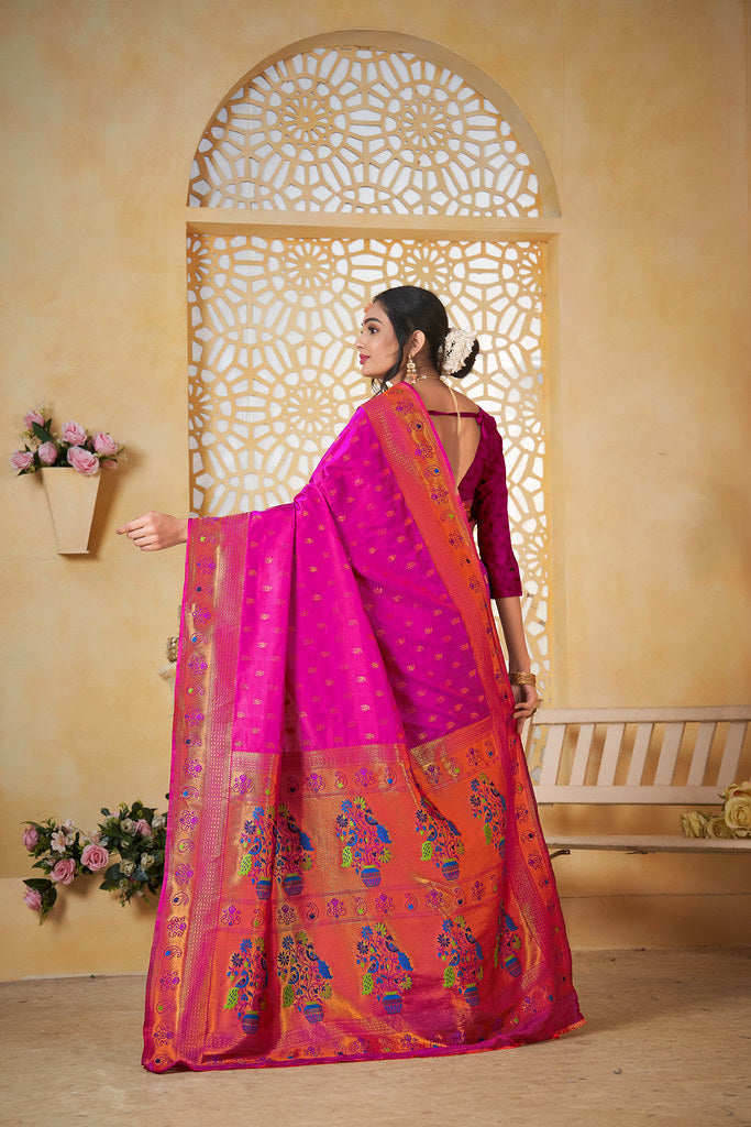 Soft Silk Saree Weaving Banarasi Jari Work Sari With Blouse